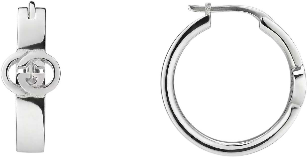 Серебряные серьги кольца конго Gucci Interlocking YBD854204001