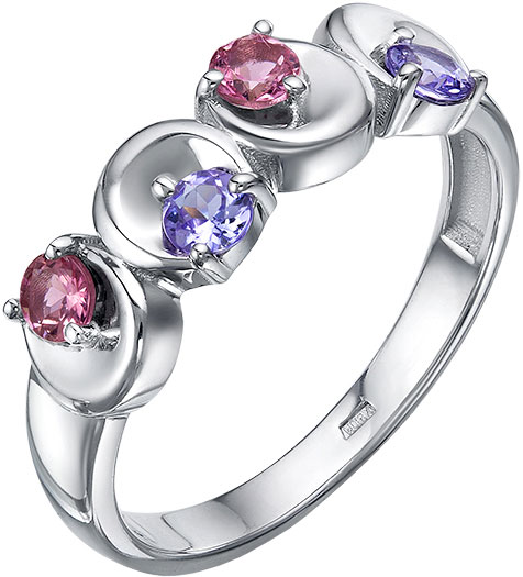 Серебряное кольцо Империал K1061/Ag-607/3/8 с турмалином, танзанитами