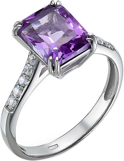 Серебряное кольцо Империал K1270/Ag-617/14 с аметистом, фианитами
