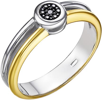 Серебряное кольцо Империал K1461/Ag-605POZ с черным бриллиантом