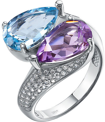 Серебряное кольцо Империал K2309/Ag-687/14/20 с топазом, аметистом, кубическим цирконием