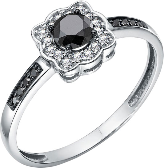 Кольцо из белого золота Империал K3840-0225 с бриллиантами, черными бриллиантами