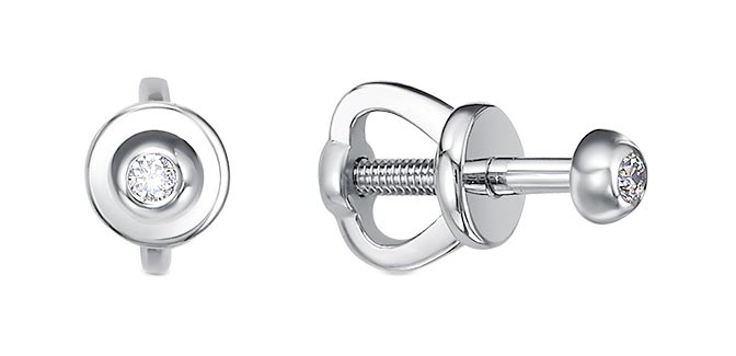 Платиновые серьги пусеты-гвоздики Империал S01415/Pt-400 с бриллиантами