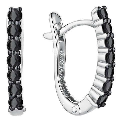 Серьги из белого золота Империал S0503-205 с черными бриллиантами