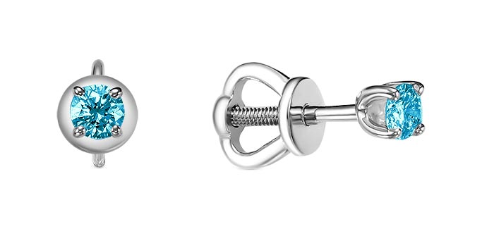 Золотые серьги-пусеты Империал S0877-240/4 c бриллиантом