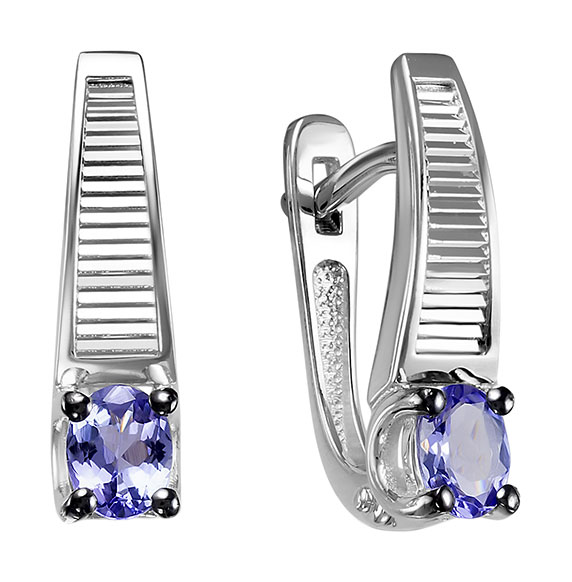 Серьги из белого золота Империал S0907-208 с танзанитами