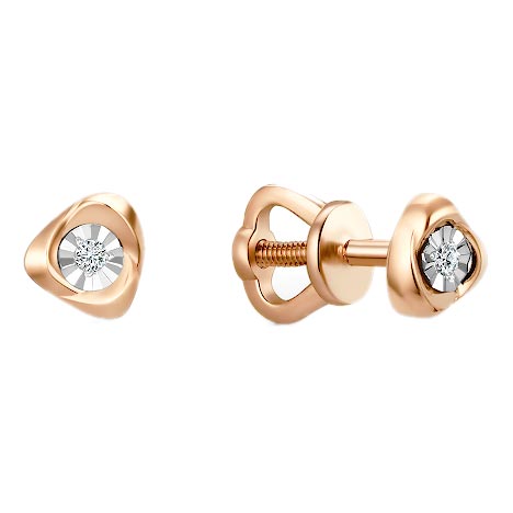 Золотые серьги-пусеты Империал S1242-120 c бриллиантом