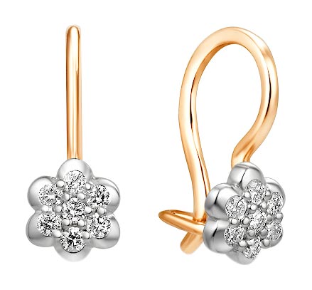 Детские золотые серьги Империал S1388-120 с бриллиантами