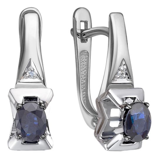 Серьги из белого золота Империал S1732-222 с сапфирами, бриллиантами