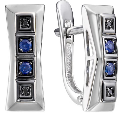 Серебряные серьги Империал S1873/Ag-602/5 с сапфирами, бриллиантами