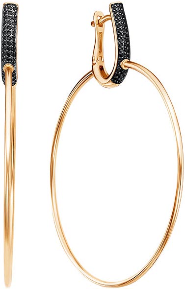 Серебряные серьги кольца конго Империал S2103/Ag-607/1POZ со шпинелью