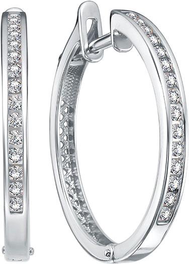 Серьги кольца конго из белого золота Империал S3716-0220 с бриллиантами