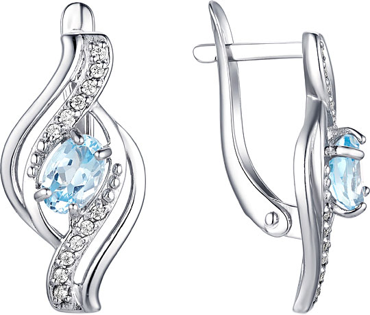 Серебряные серьги Инталия 21363-002-9 с топазами, фианитами