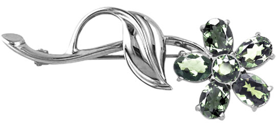 Серебряная брошь Инталия 7032-117-9 с турмалинами