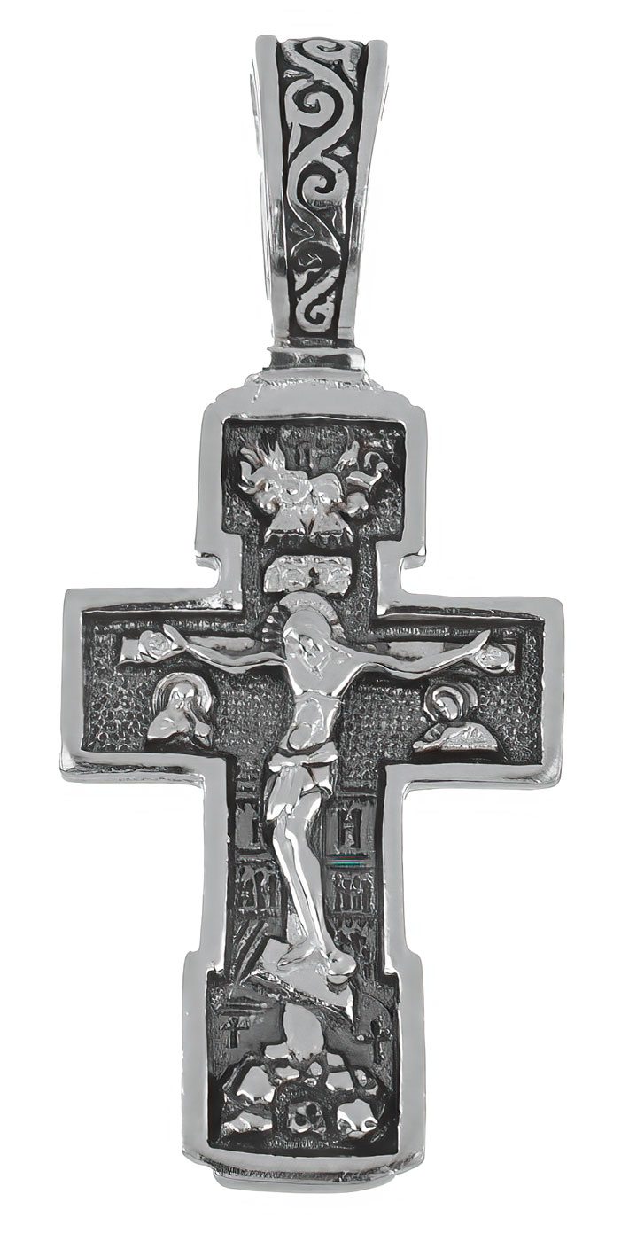 Женский серебряный православный крестик с распятием Иордань B-KR-03-251