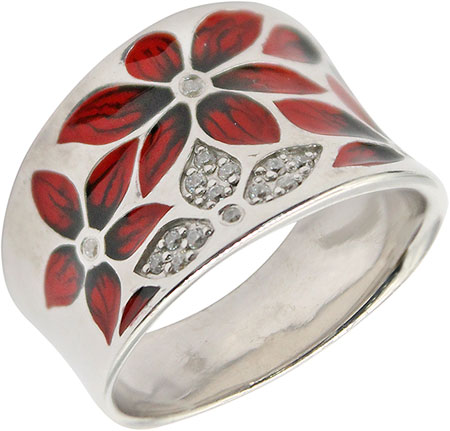 Серебряное кольцо Ювелирные Традиции K6310-3546 с эмалью с фианитами
