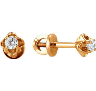 Серьги-пусеты (гвоздики) Ювелирные S230-212 с фианитами