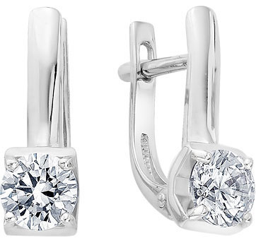 Серьги из белого золота Ювелирные Традиции S230-3113Sv с кристаллами Swarovski