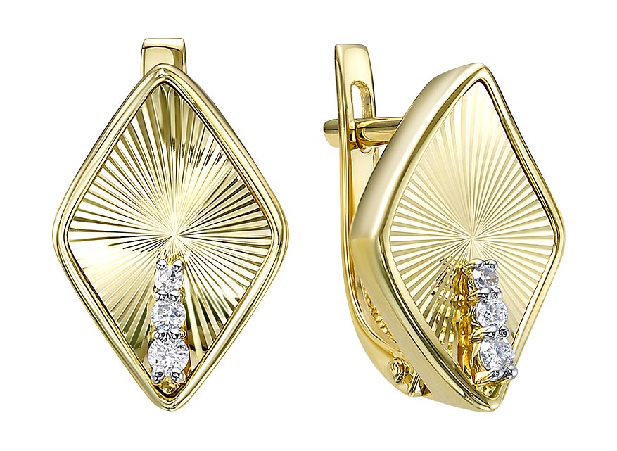Золотые серьги Ювелирные Традиции S313-6213 с бриллиантами
