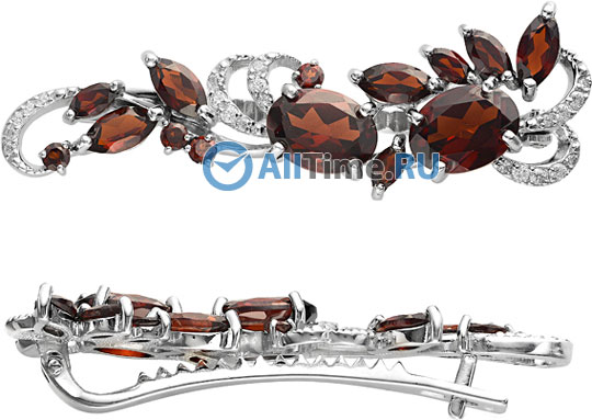 Заколка для волос Ювелирные Традиции ZK620-008GR с гранатами, фианитом