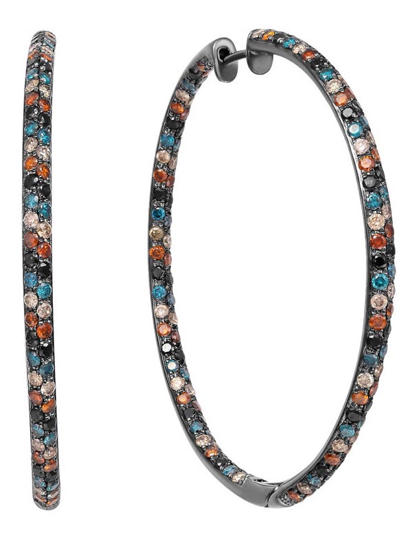 Серьги кольца из черного золота JV KAE26-SR-DC-BLK с бриллиантами
