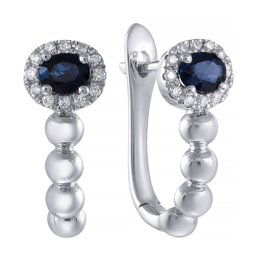 Серьги из белого золота JV ME36521-WD-BS-SR-SA-WG с сапфирами, бриллиантами