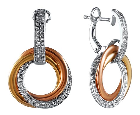 Золотые серьги JV P863DWE4IG-SR-M с бриллиантами