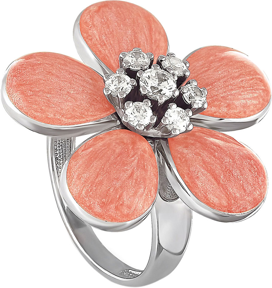 Серебряное кольцо Kabarovsky 11-011-8111 с эмалью, фианитами Swarovski