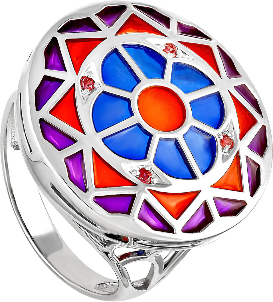 Серебряное кольцо Kabarovsky 11-128-30301 с эмалью, фианитами Swarovski