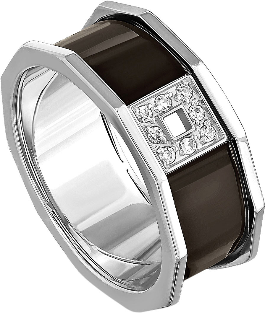 Мужское серебряное кольцо Kabarovsky 11-139-7902 с эмалью, фианитами Swarovski