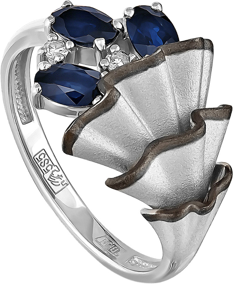 Кольцо из белого золота Kabarovsky 11-1777-1100 с сапфирами, бриллиантами