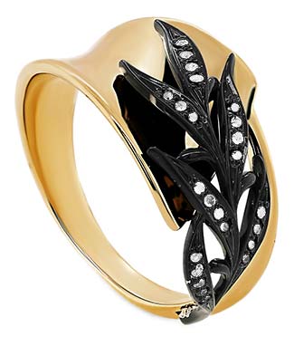 Золотое кольцо Kabarovsky 11-21603-1089 с бриллиантами, керамикой