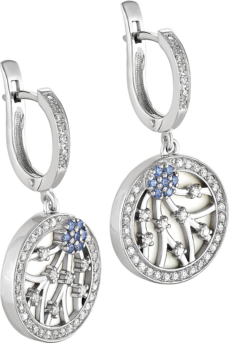 Серебряные серьги Kabarovsky 12-075-0910 c фианитом, cо Swarovski