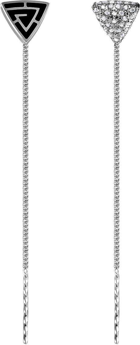 Серебряные серьги продевки Kabarovsky 12-171-7902 с эмалью, фианитами Swarovski