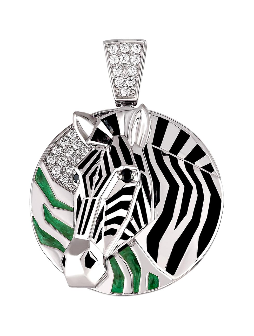 Серебряный кулон Kabarovsky 13-004-0901 c эмалью, фианитом, cо Swarovski