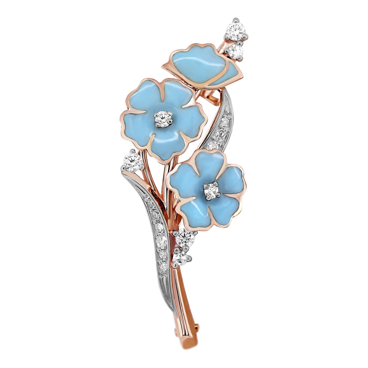 Золотая брошь Kabarovsky 15-01707-1005 c эмалью, бриллиантом