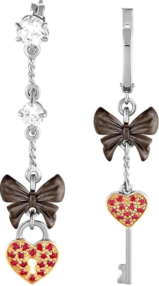Серебряные серьги с подвесками Kabarovsky 2-026-0901 с фианитами Swarovski