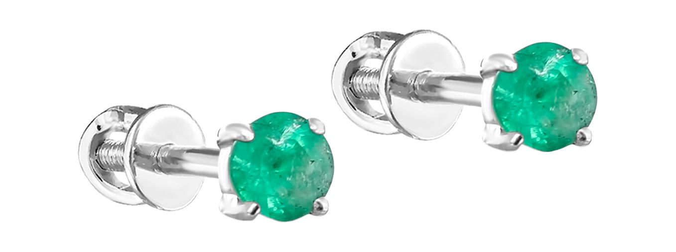 Серебряные серьги пусеты-гвоздики Kabarovsky 2-203-1200 с изумрудами