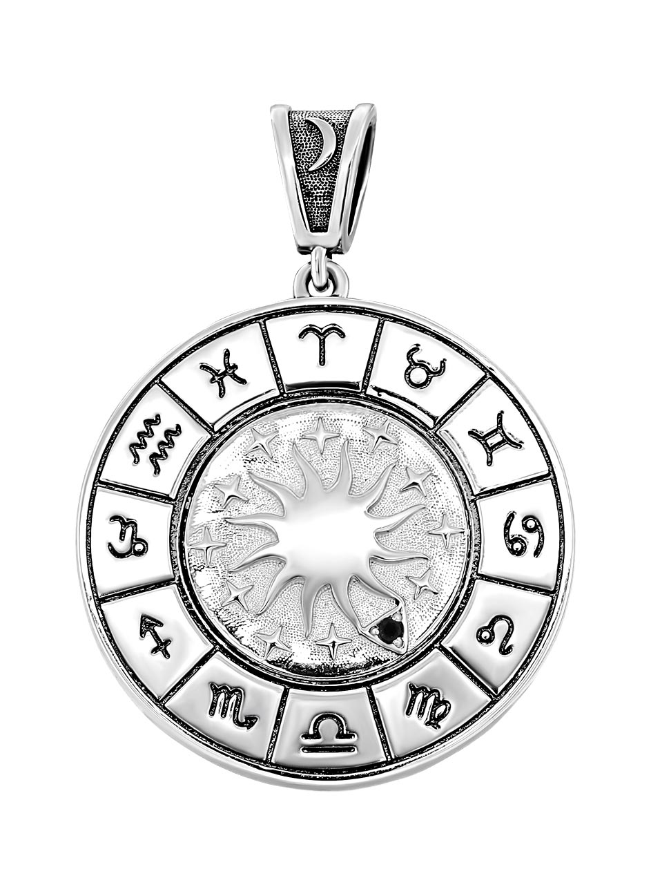Серебряный медальон ''Знаки зодиака'' Kabarovsky 3-353-41089 с черным фианитом