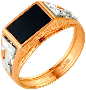 Мужская золотая печатка перстень Караваевская Ювелирная Фабрика 51-0078 с ониксом