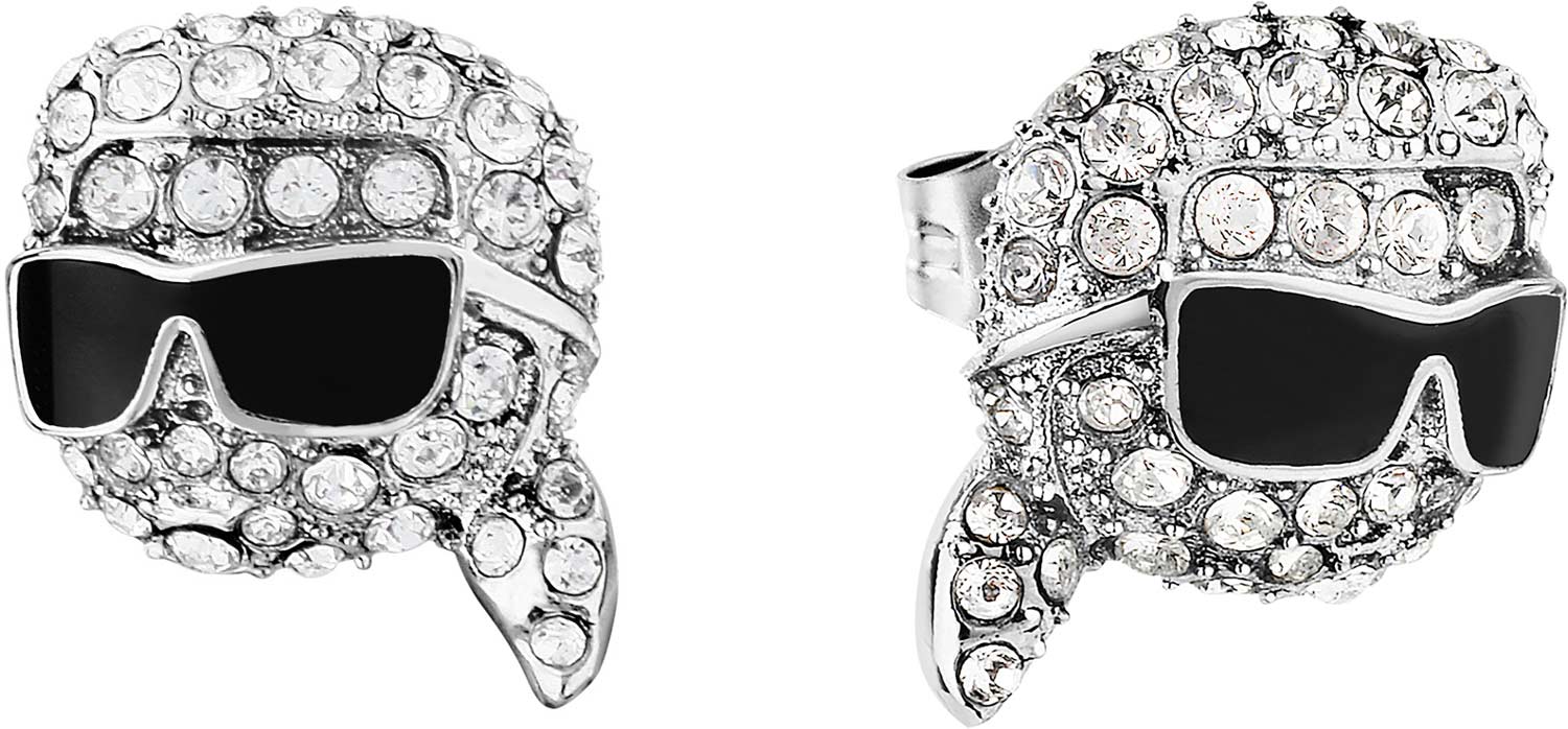 Стальные серьги пусеты-гвоздики KARL LAGERFELD KLAYD20 с эмалью, кристаллами