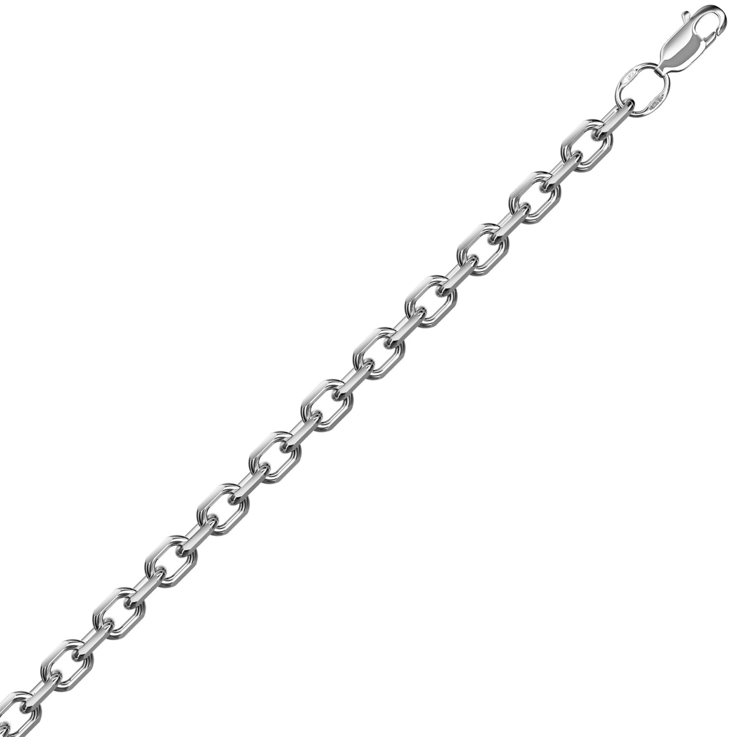 Мужская цепочка из белого золота на шею Krastsvetmet NC-18-206-3-1-20 с якорным плетением