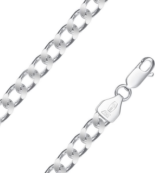 Мужская серебряная цепочка на шею Krastsvetmet NC-22-002A-3-1-80 с панцирным плетением