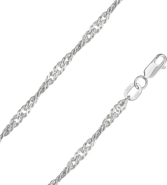 Серебряная цепочка на шею Krastsvetmet NC-22-028-3-0-50 с плетением сингапур