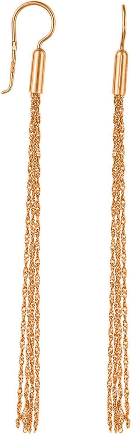 Длинные серьги кисточки из красного золота Krastsvetmet NS-12-073