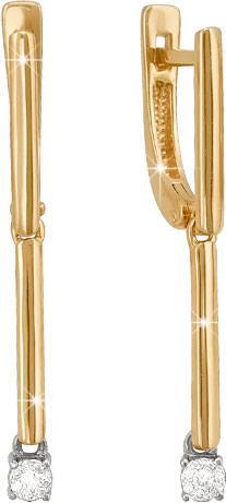 Золотые длинные серьги Delta jewelry BR120527 с бриллиантами