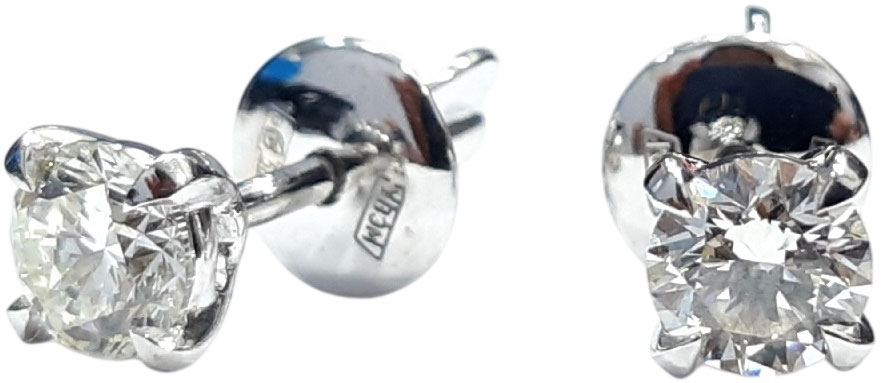 Серьги пусеты-гвоздики из белого золота La Nordica 09-12-1000-08464 с бриллиантами