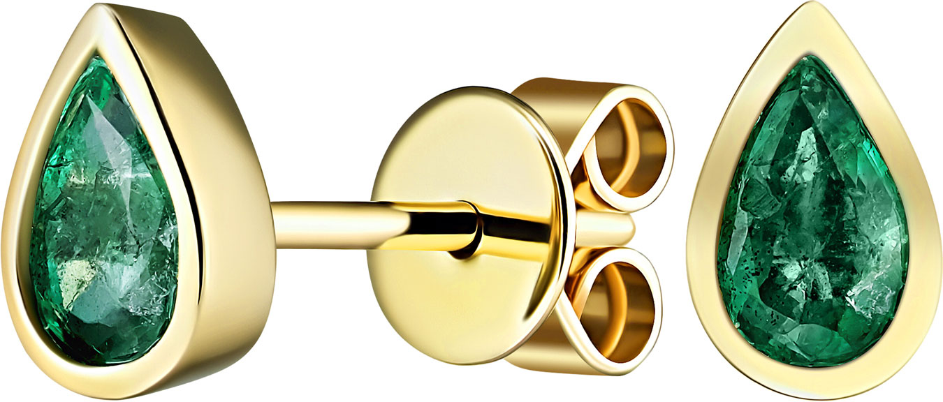 Золотые серьги пусеты-гвоздики La Nordica 09-20-8000-110915-DSR с изумрудами