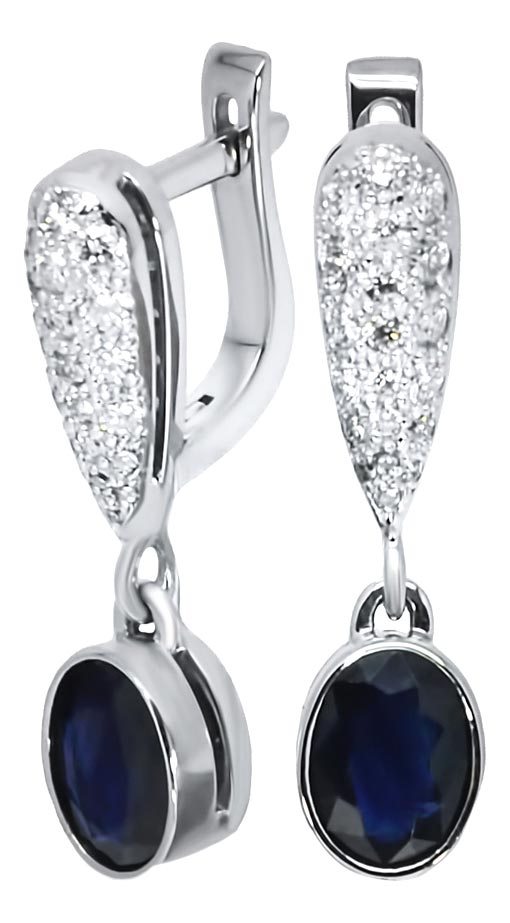 Серьги с подвесками из белого золота La Nordica 19-12-7000-21860 с сапфирами, бриллиантами