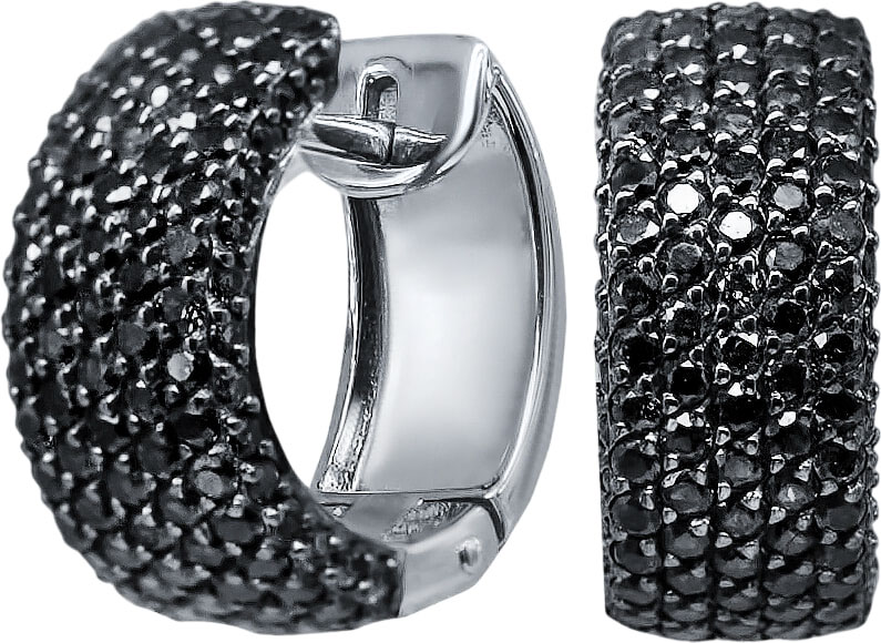 Серьги кольца конго из белого золота La Nordica 19-15-2000-07930 с черными бриллиантами